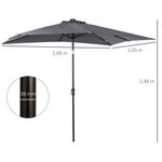 Sombrilla de jardín Outsunny techo inclinable luz LED gris oscuro 248x268x205 cm 3