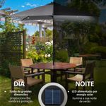 Sombrilla de jardín Outsunny techo inclinable luz LED gris oscuro 248x268x205 cm 4