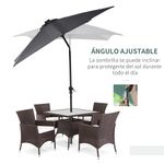 Sombrilla de jardín Outsunny techo inclinable luz LED gris oscuro 248x268x205 cm 6