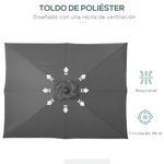 Sombrilla de jardín Outsunny techo inclinable luz LED gris oscuro 248x268x205 cm 8