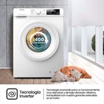 Lavadora Hisense WFQP801419VM 8kg 1400 rpm motor Inverter A blanco 85 cm 2