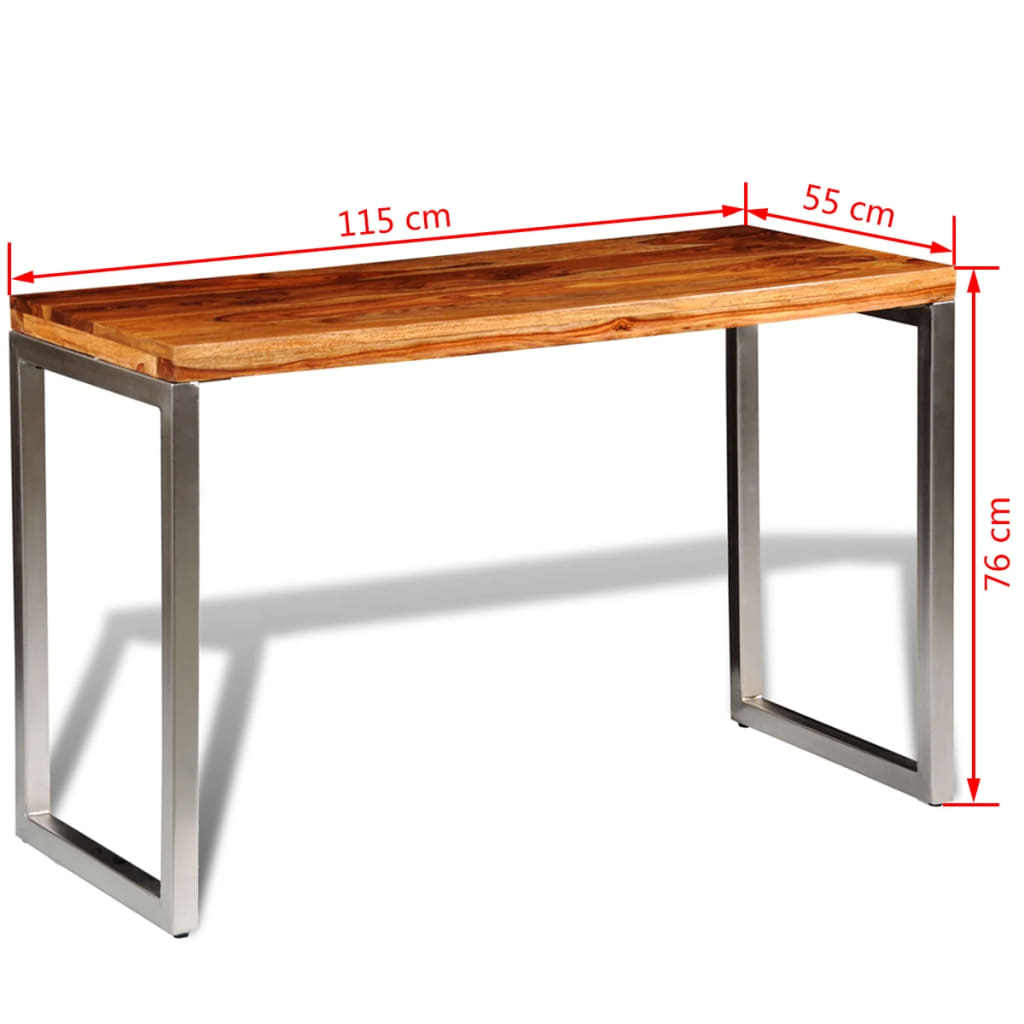 Mesa de comedor Almarza rectangular madera de sheesham natural 76x115x55 cm medidas