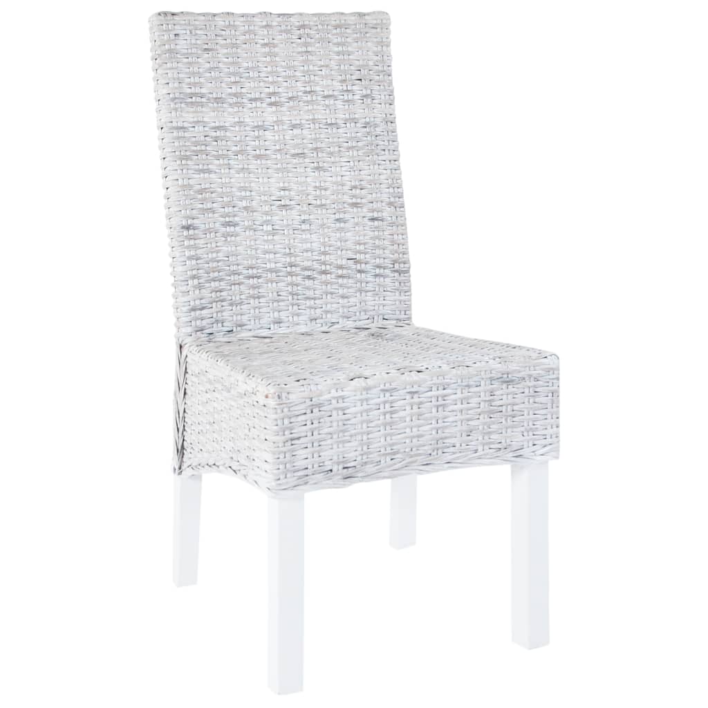 Pack de 2 sillas de comedor Kentucky ratán Kubu blanco roto 93x46x61 cm 2