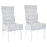 Pack de 2 sillas de comedor Kentucky ratán Kubu blanco roto 93x46x61 cm