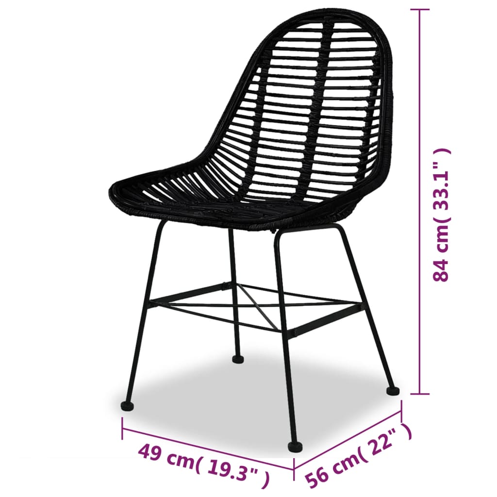 Pack de 2 sillas de comedor Cairo ratán negro 84x49x56 cm medidas