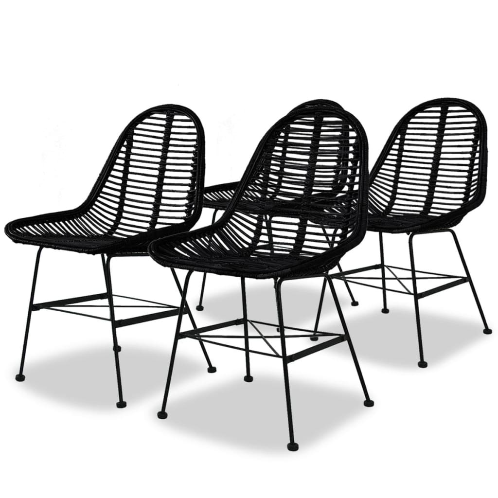 Pack de 4 sillas de comedor Cairo ratán negro 84x49x56 cm