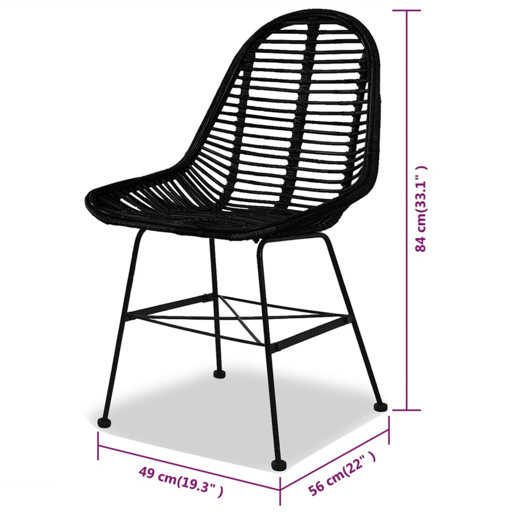 Pack de 4 sillas de comedor Cairo ratán negro 84x49x56 cm medidas