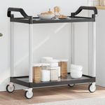 Carrito auxiliar 2 niveles aluminio negro 97x99x50 cm animada