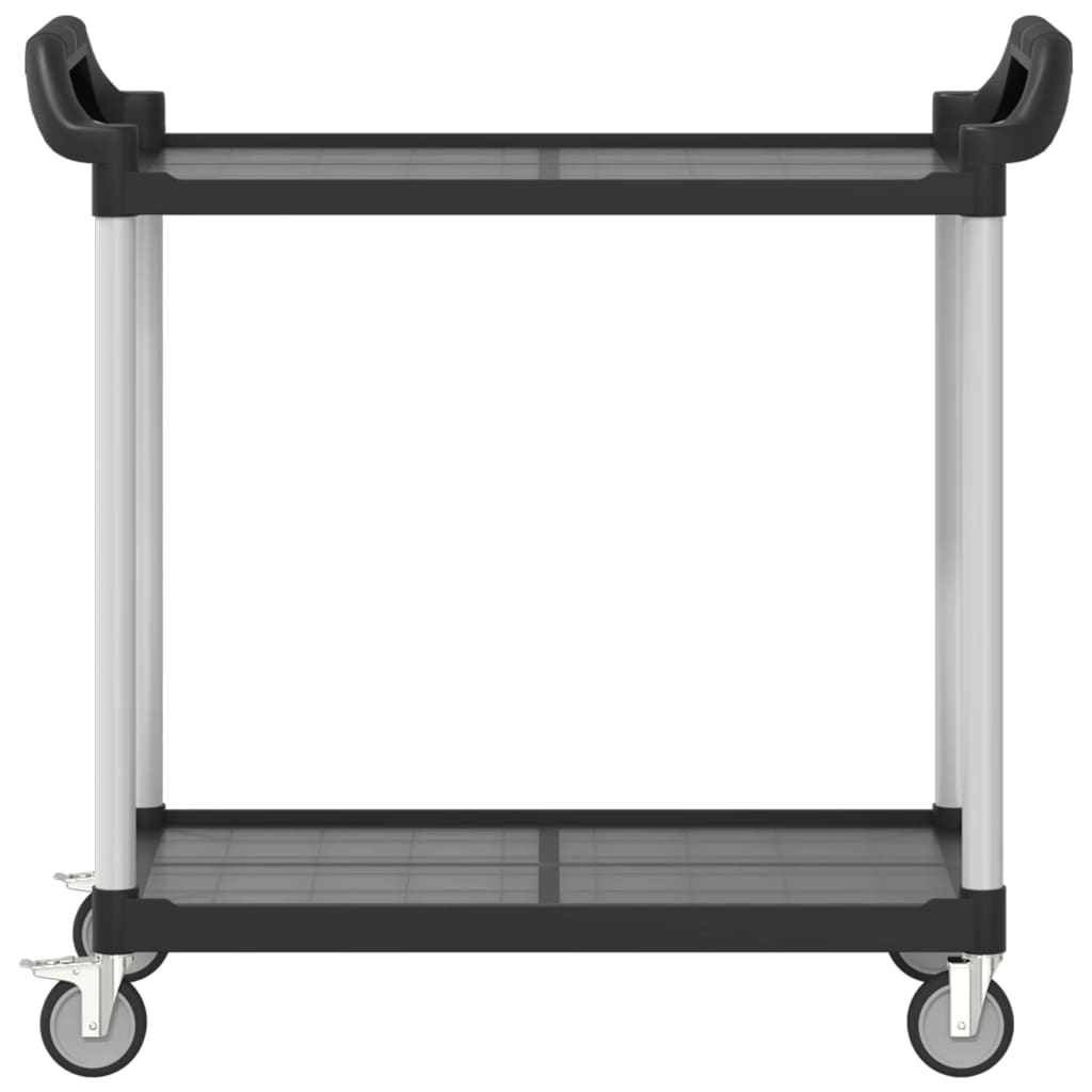 Carrito auxiliar 2 niveles aluminio negro 97x99x50 cm frontal