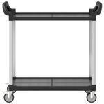 Carrito auxiliar 2 niveles aluminio negro 97x99x50 cm frontal