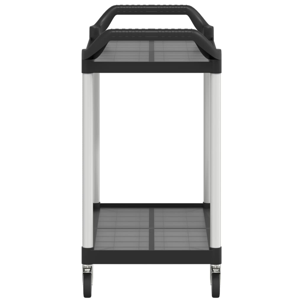 Carrito auxiliar 2 niveles aluminio negro 97x99x50 cm perfil