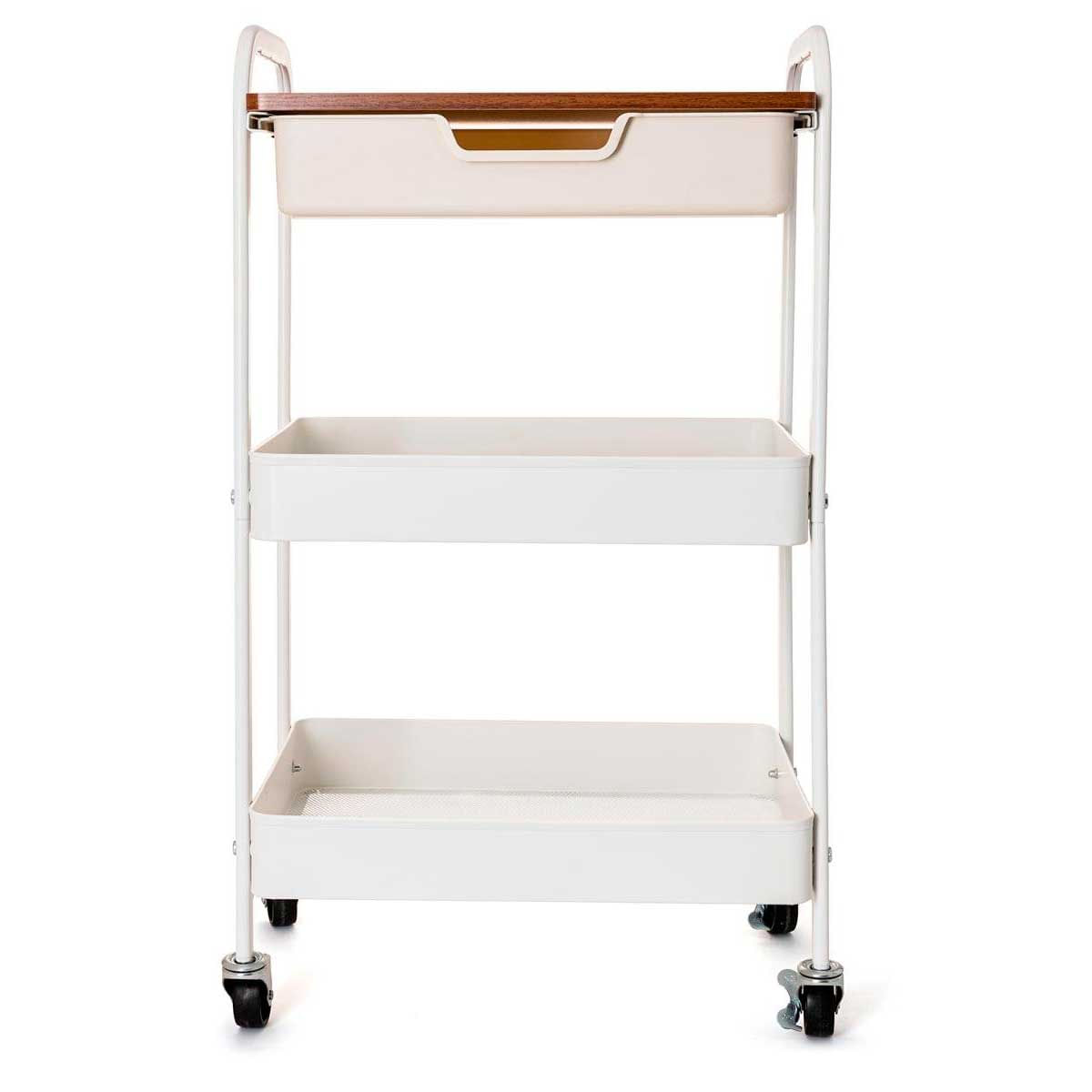 Carrito multiusos Garbo Quid 3 niveles con ruedas blanco/natural 75x46,5x30,5 cm 3