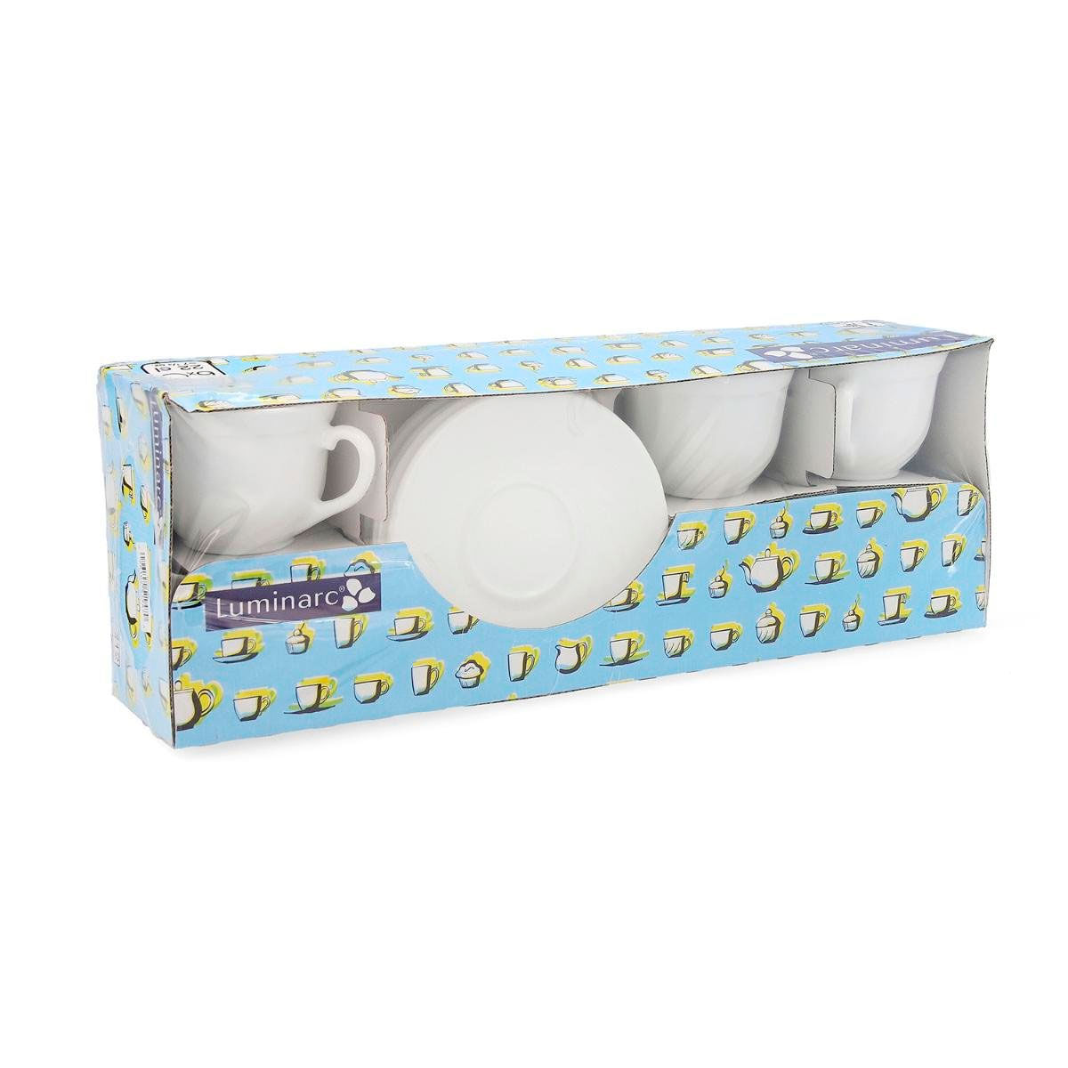 Pack de 6 tazas con plato Trianon Luminarc 22cl blanco 2