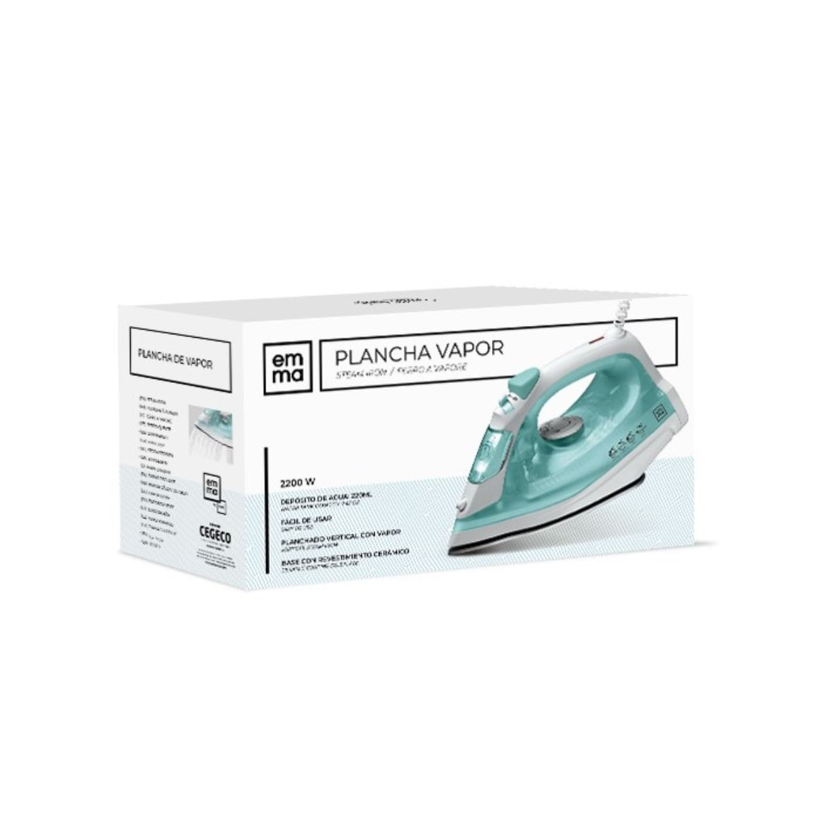 Plancha-de-vapor-Emma-Steam-Iron-5-0035-2200W-revestimiento-ceramico-220ml-verde-25x129-cm-cajon
