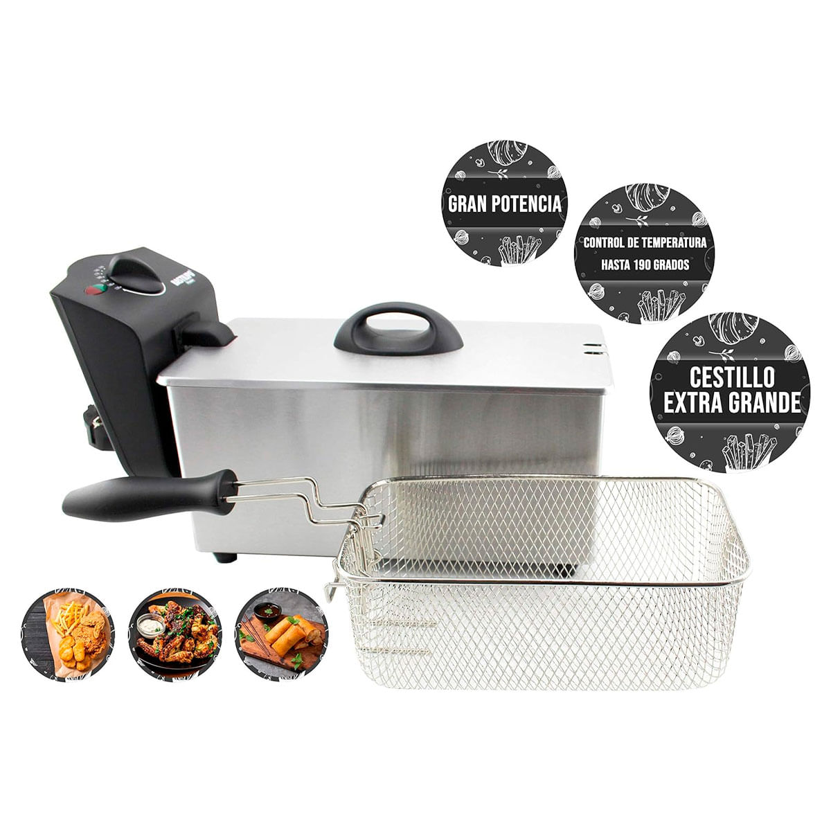 Freidora Bastilipo FE-2000 2000W 3L 190⁰C inox 2