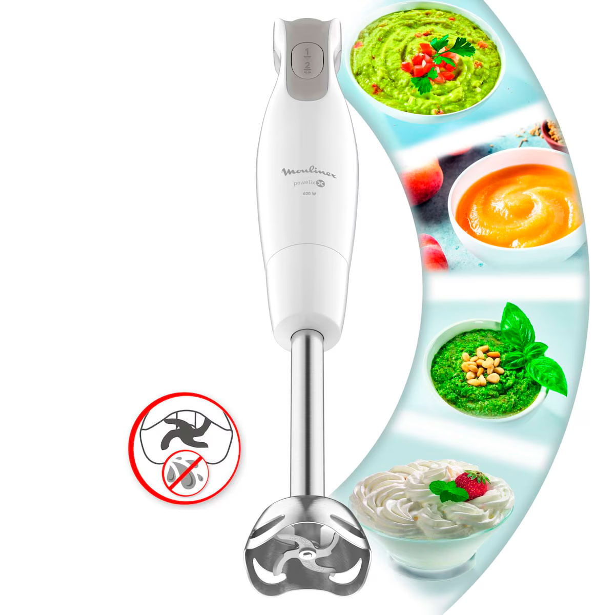 Batidora de mano Moulinex Dailychef DD553110 600W con accesorios blanco 4