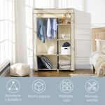 Armario de tela Tula Homcom plegable 6 estantes + 1 barra crema 162,5x103x43 cm web