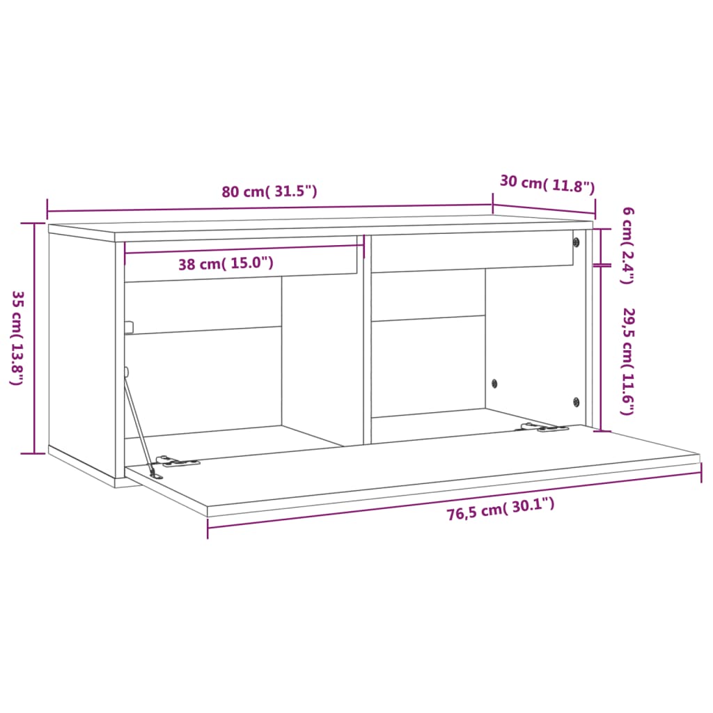 Mueble bajo de TV Asmara horizontal 1 puerta natural 35x80x30 cm medidas