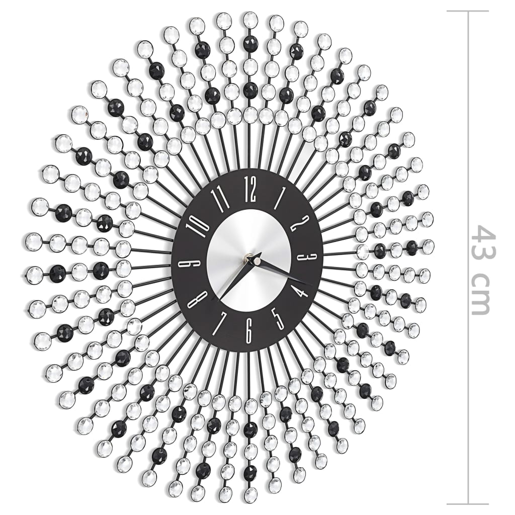 Reloj decorativo de pared metal negro Ø43cm medidas