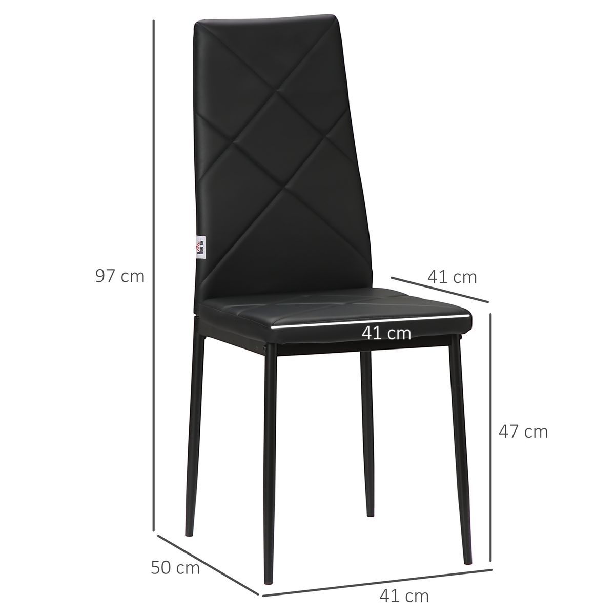 Pack de 4 sillas Satai Homcom tapizado negro 97x41x50 cm medidas