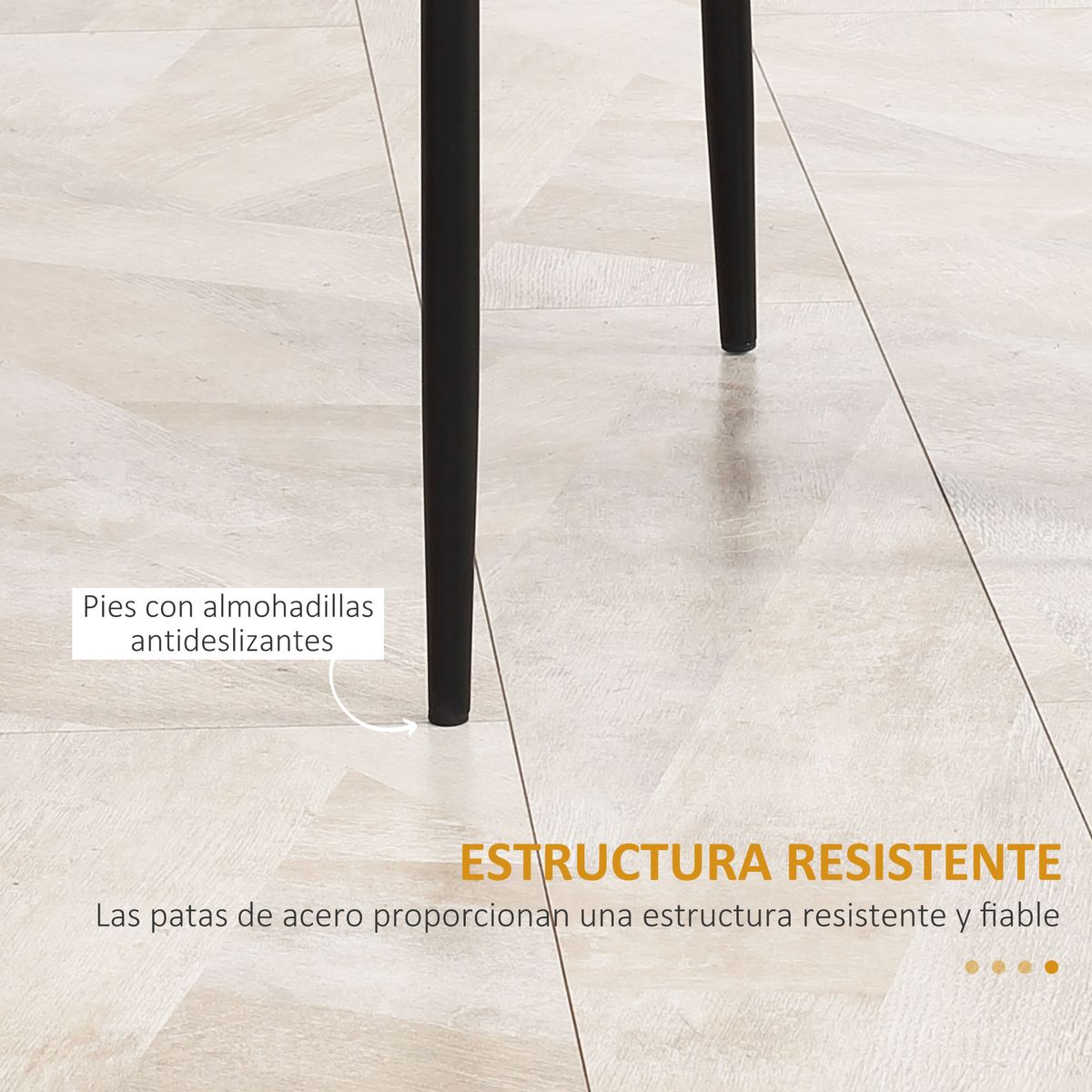 Pack de 4 sillas Satai Homcom tapizado negro 97x41x50 cm pata