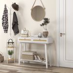 Consola recibidor Mund Homcom 2 cajones blanco/natural 81x100x30 cm