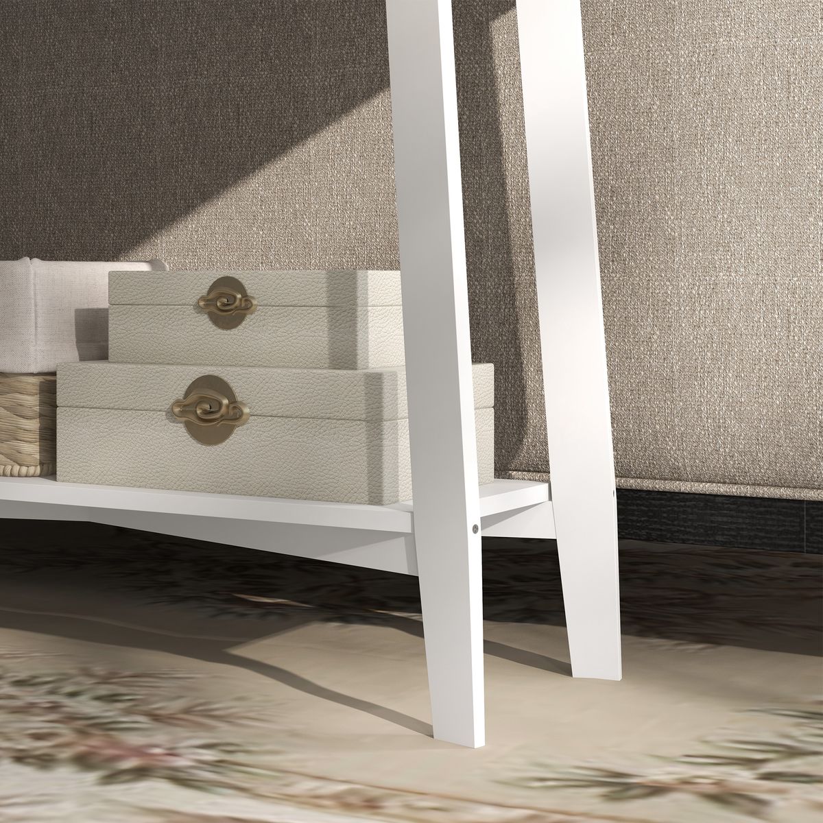 Consola recibidor Mund Homcom 2 cajones blanco/natural 81x100x30 cm 9