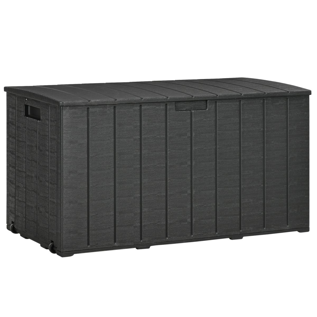Baúl de almacenaje exterior Outsunny con ruedas negro 64,5x122,4x62 cm 2