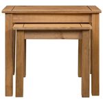 Pack de 2 mesas Panama Range apilables madera maciza de pino marrón fondo blanco