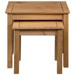 Pack de 2 mesas Panama Range apilables madera maciza de pino marrón frontal