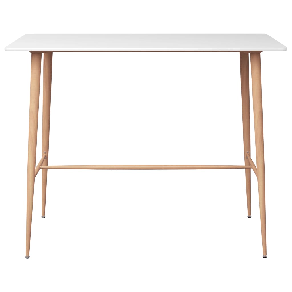 Mesa alta de cocina Ymbar blanco/natural 105x120x60 cm frontal