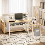 Mesa auxiliar Rawa Homcom con bolsa de almacenaje roble/blanco 55,8x37x48 cm animada