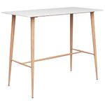 Mesa alta de cocina Ymbar blanco/natural 105x120x60 cm lateral