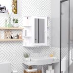 Armario de baño Kabun Homcom con espejo blanco 63x66x17 cm animada
