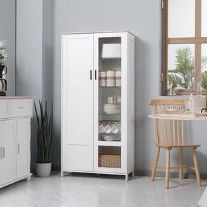 Aparador Kirba Homcom con 2 puertas blanco 160x76x36 cm