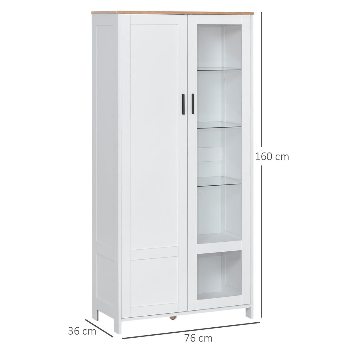 Alacena Kirba Homcom con 2 puertas blanco 160x76x36 cm medidas