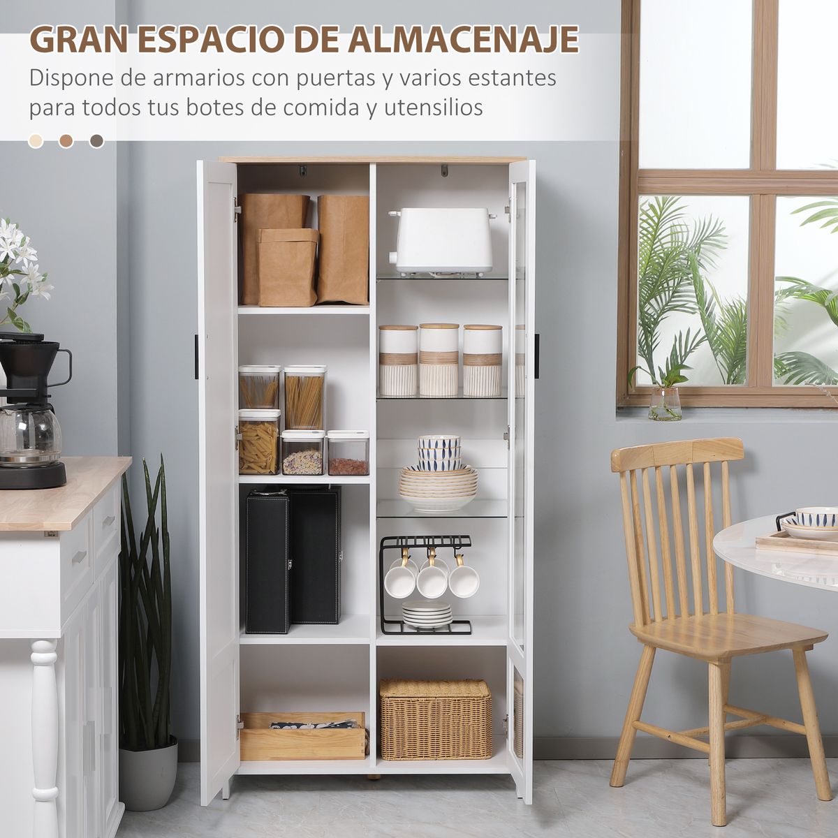 Alacena Kirba Homcom con 2 puertas blanco 160x76x36 cm web