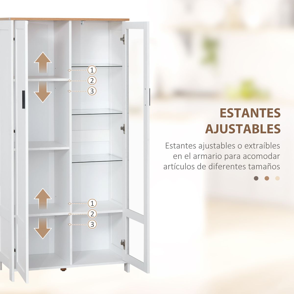 Alacena Kirba Homcom con 2 puertas blanco 160x76x36 cm detalles web