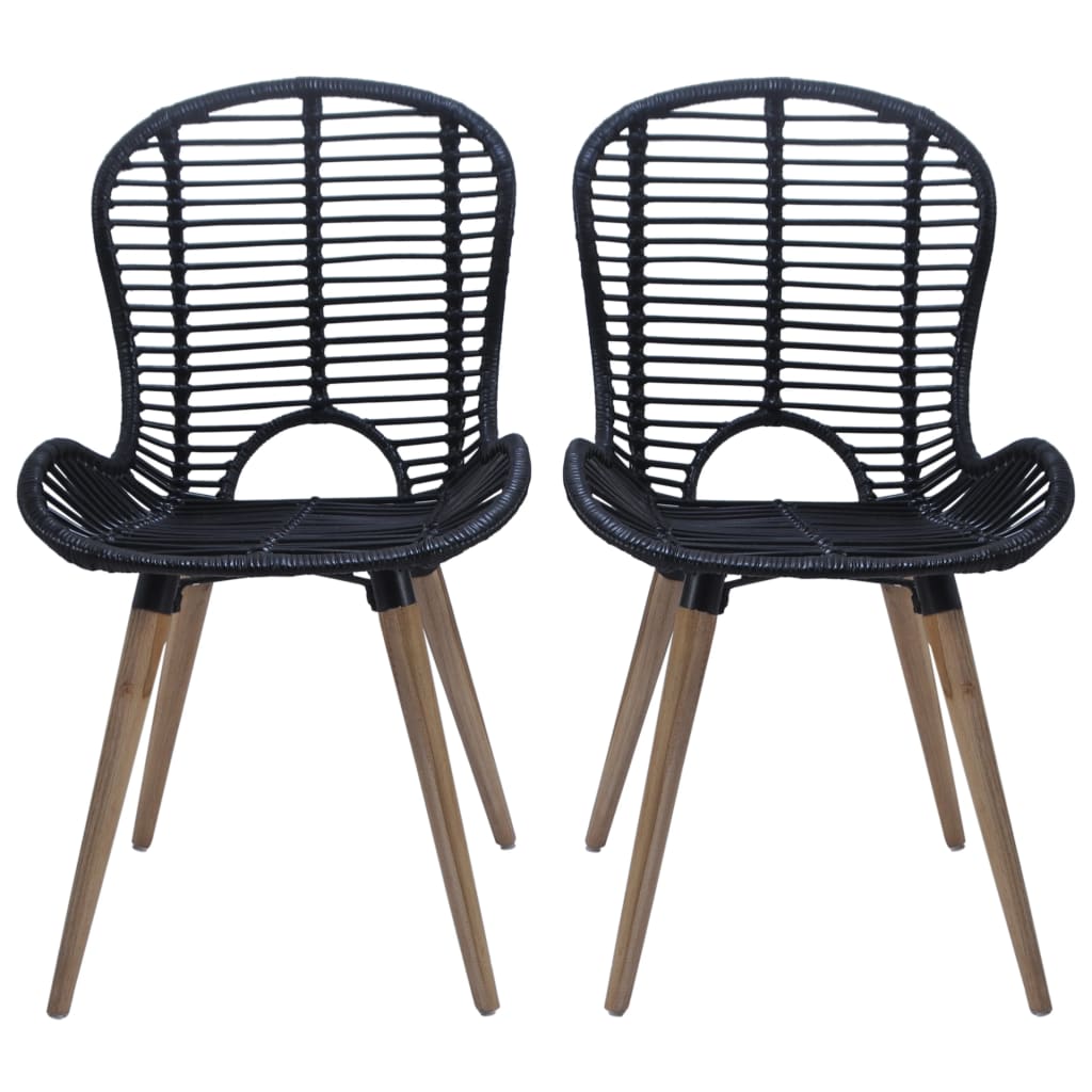 Pack de 4 sillas de comedor Oreo ratán negro 85x48x64 cm 2