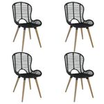 Pack de 4 sillas de comedor Oreo ratán negro 85x48x64 cm