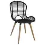 Pack de 4 sillas de comedor Oreo ratán negro 85x48x64 cm 3