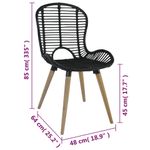 Pack de 4 sillas de comedor Oreo ratán negro 85x48x64 cm 7