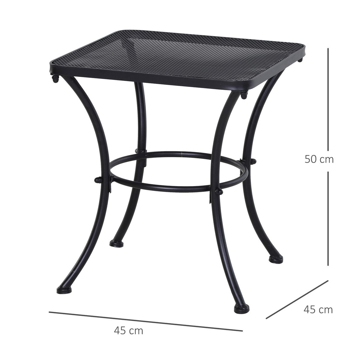 Mesa de jardín Castell Outsunny cuadrada negro 50x45x45 cm 3