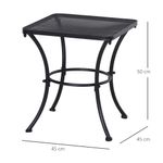 Mesa de jardín Castell Outsunny cuadrada negro 50x45x45 cm 3