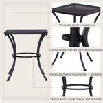 Mesa de jardín Castell Outsunny cuadrada negro 50x45x45 cm 5