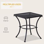 Mesa de jardín Castell Outsunny cuadrada negro 50x45x45 cm 6