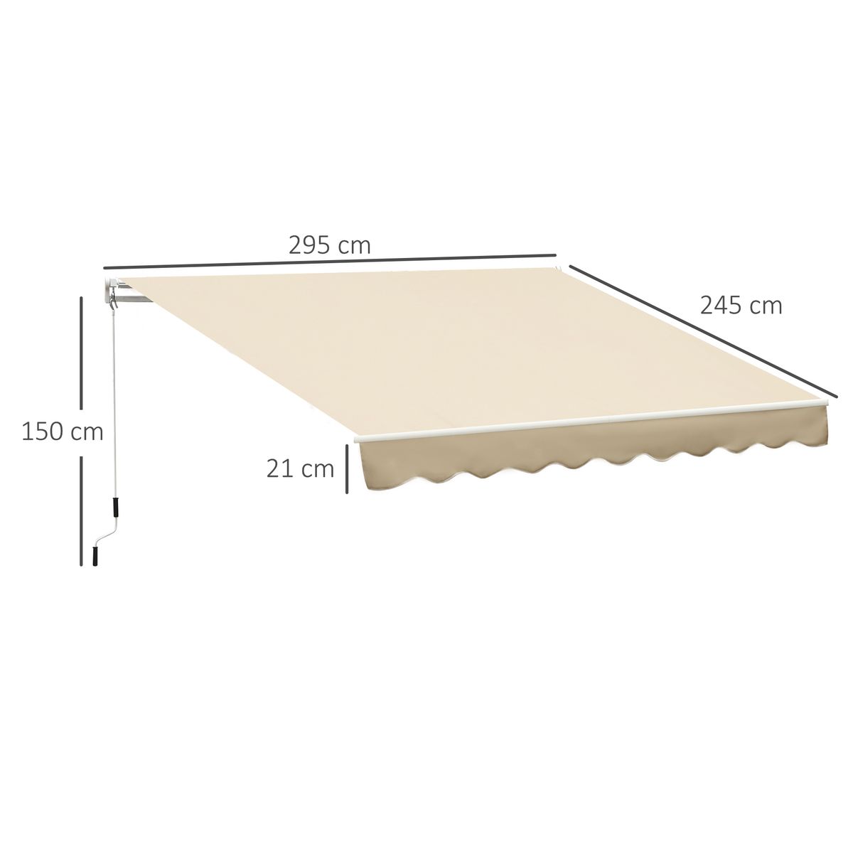 Toldo retráctil Outsunny con manivela beige 295x245 cm 3