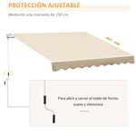 Toldo retráctil Outsunny con manivela beige 295x245 cm 5