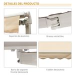 Toldo retráctil Outsunny con manivela beige 295x245 cm 7