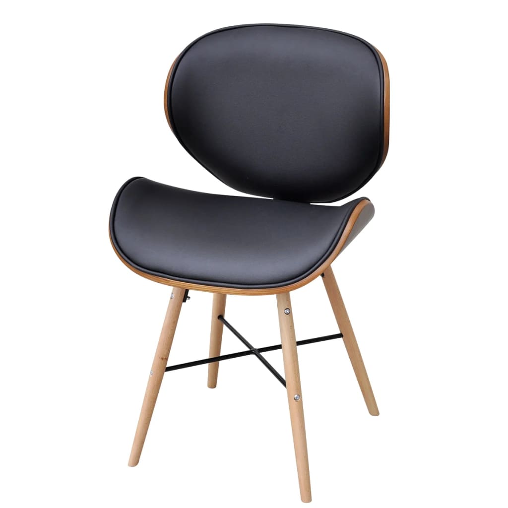 Pack de 2 sillas de comedor negro/marrón 81x50x50 cm fondo blanco
